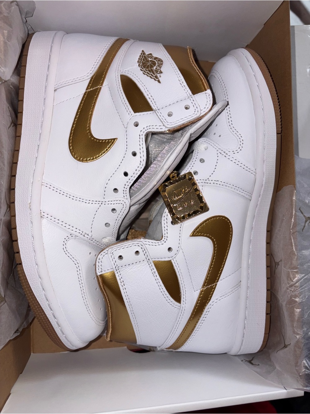 Jordan Women’s High-Top Sneakers White & Metallic Gold